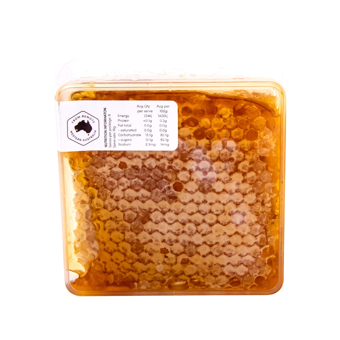 Natural Honeycomb in container. Base view.