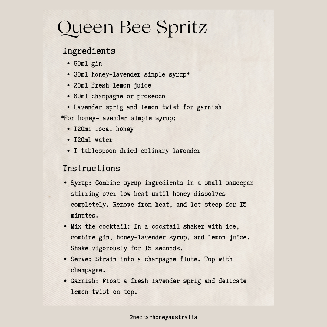 Recipe Card - Queen Bee Spritz - Mother's Day Cocktail
