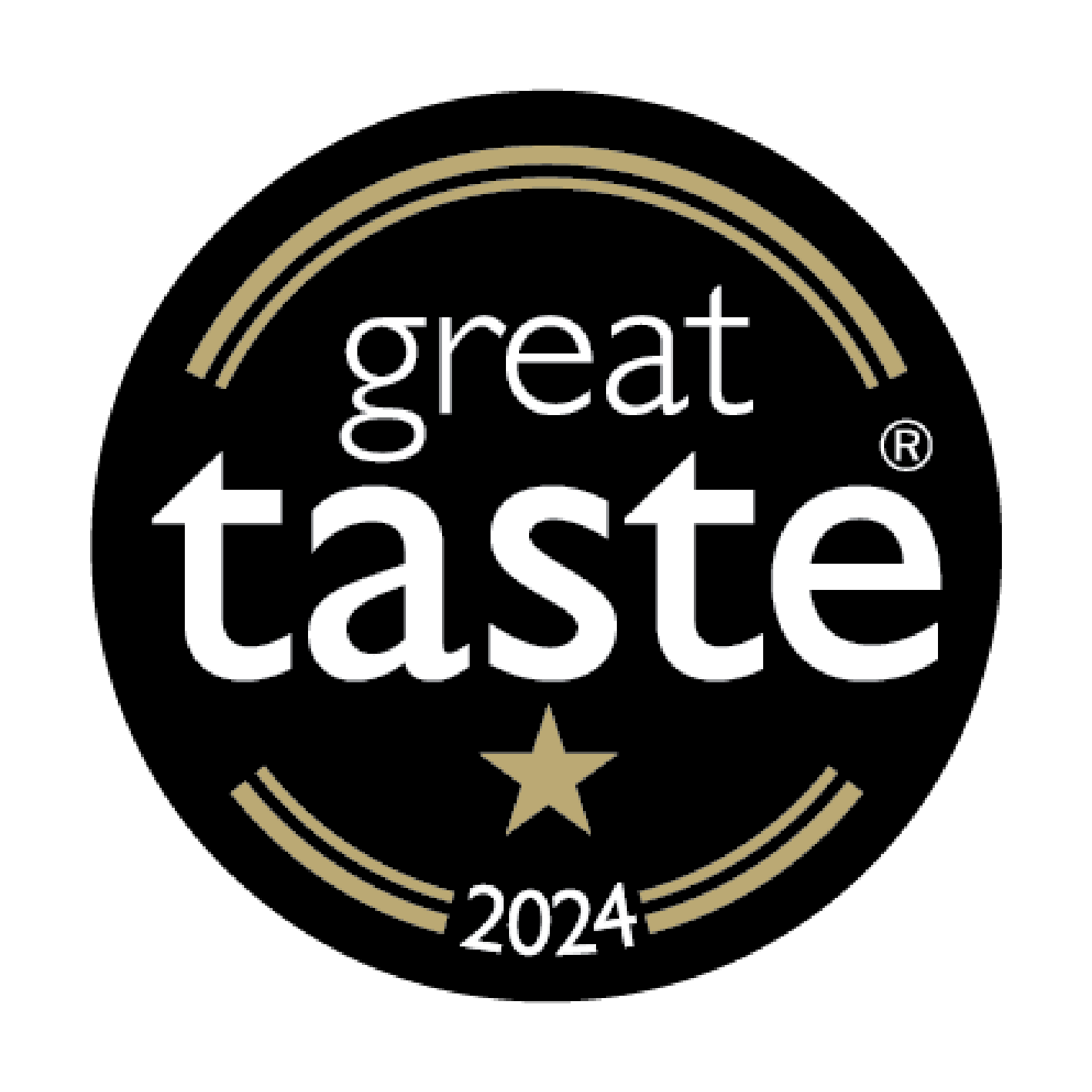 Great Taste 2024 logo with a star on a black background