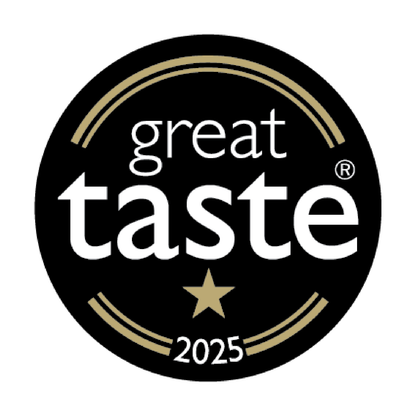 Great Taste 2025 logo on a black background