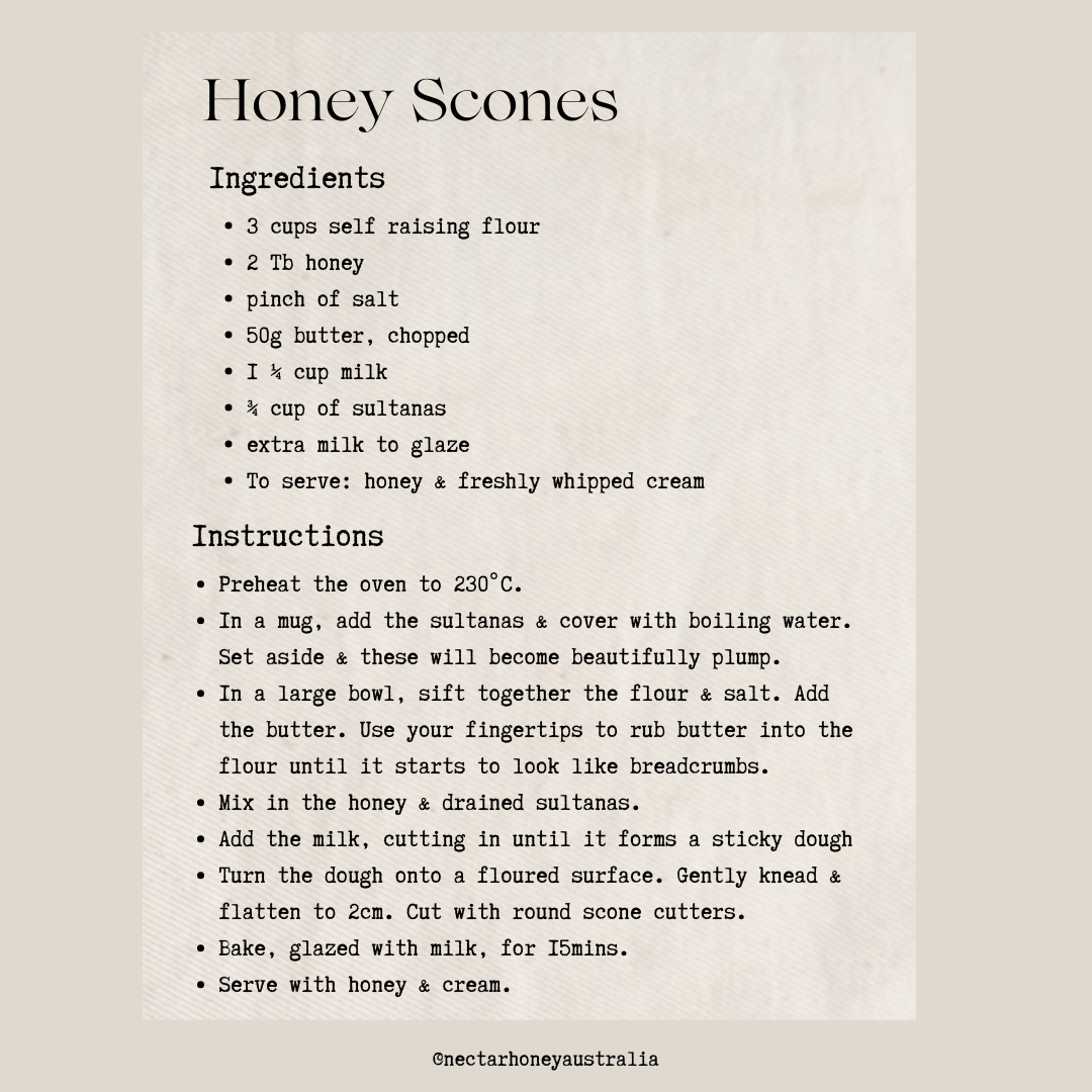Recipe Cards - Mothers' Day Honey Scones