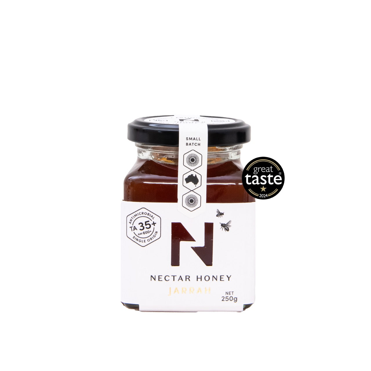 Jar of 250g Jarrah Honey, Great Taste Award 2024.