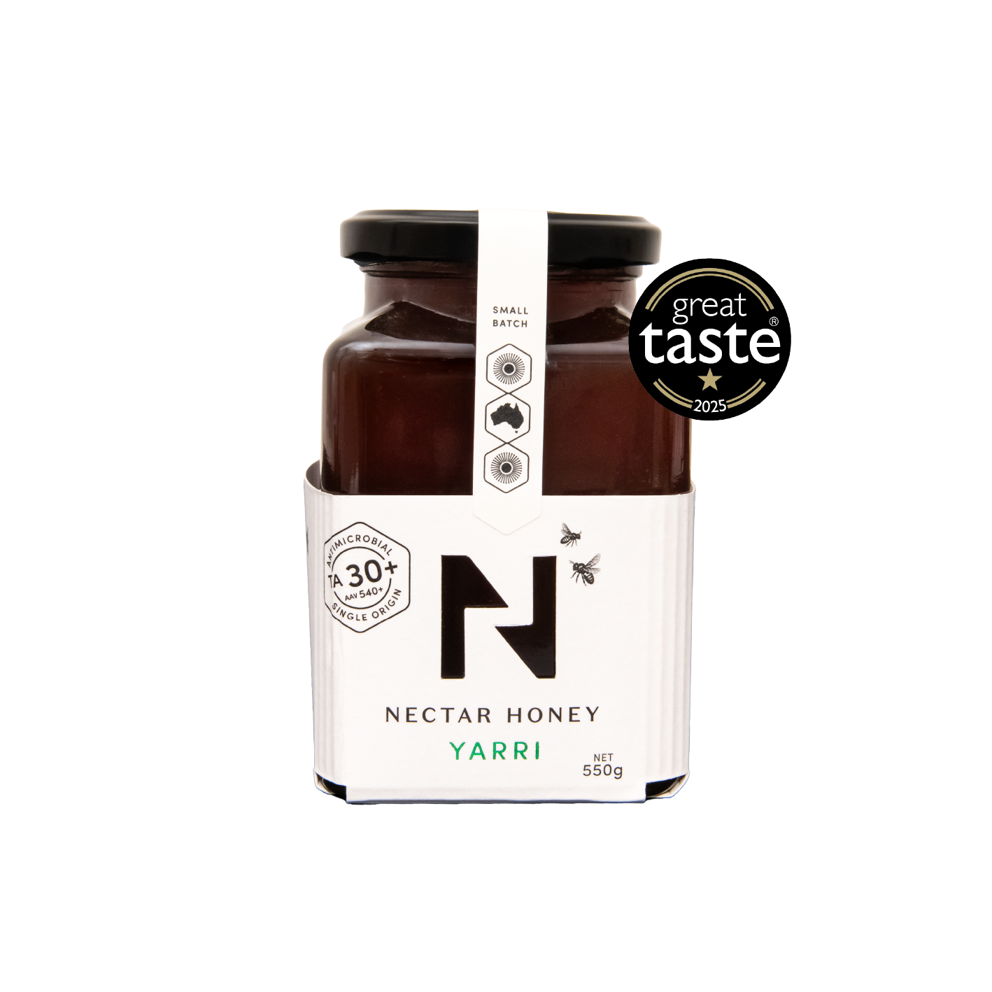 Nectar Honey Yarri packaging with a Great Taste award on a white background